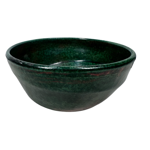 Susan Wertheimer David Raku Pottery Bowl Green with Metallic Highlights 6" - Picture 3 of 11
